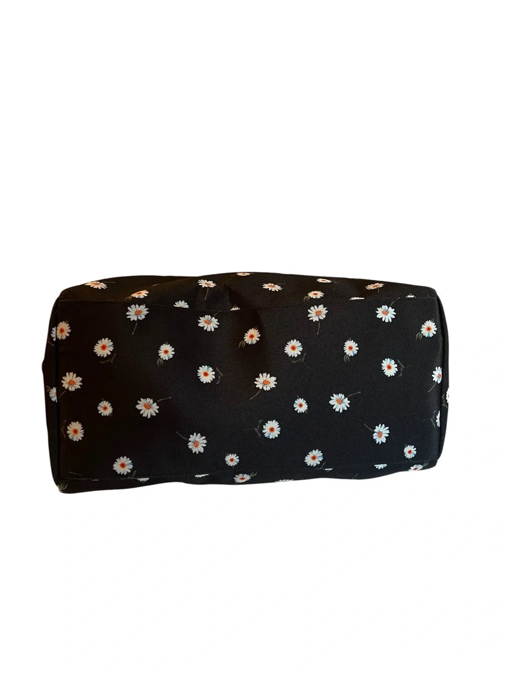 Alice + Olivia Daisy Print Duffel Bag Black Weekender Travel Tote - Like New